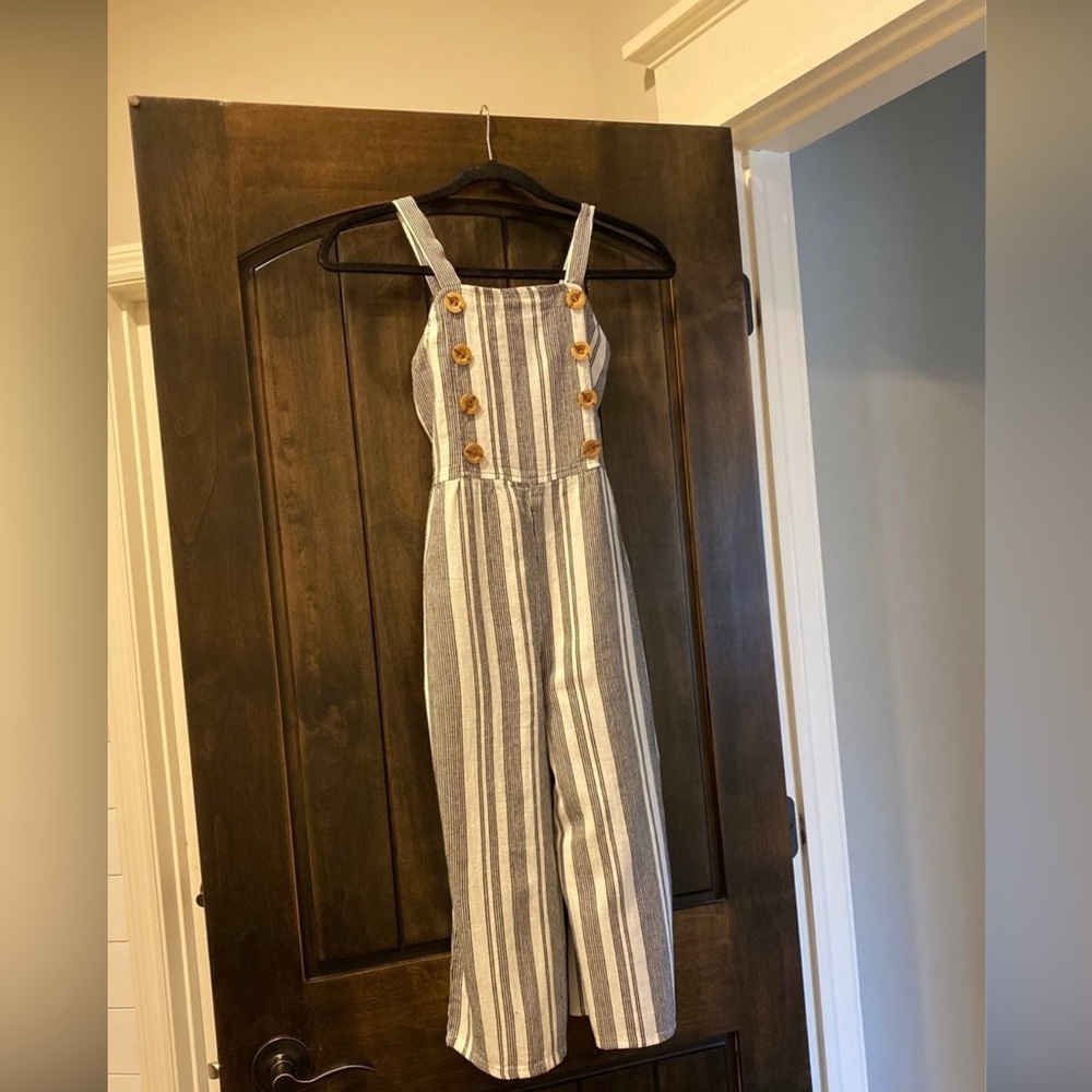 Striped Jumpsuit with Button Accents